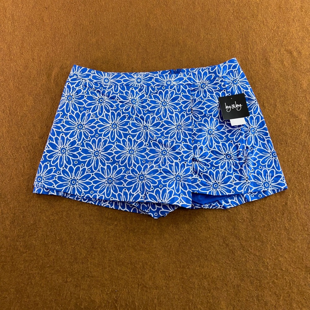 by & by Womens XXL Blue Floral Eyelet Skort NWT